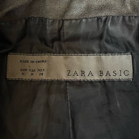 Zara Moto Style Cropped Shirt Sleeve Faux Suede Jacket Gray Size Medium - Picture 3 of 6